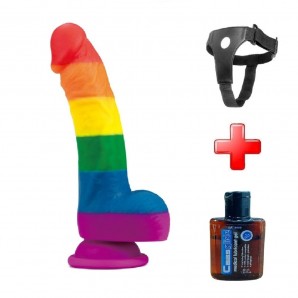 20 cm Belden Bağlamalı Renkli Realistik Vantuzlu Dildo Penis